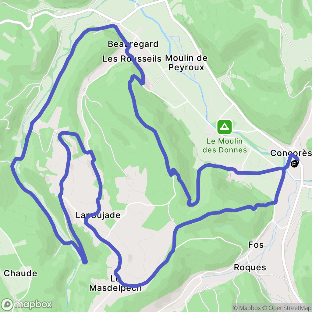 Concorès : carte du parcours de randonnée - France