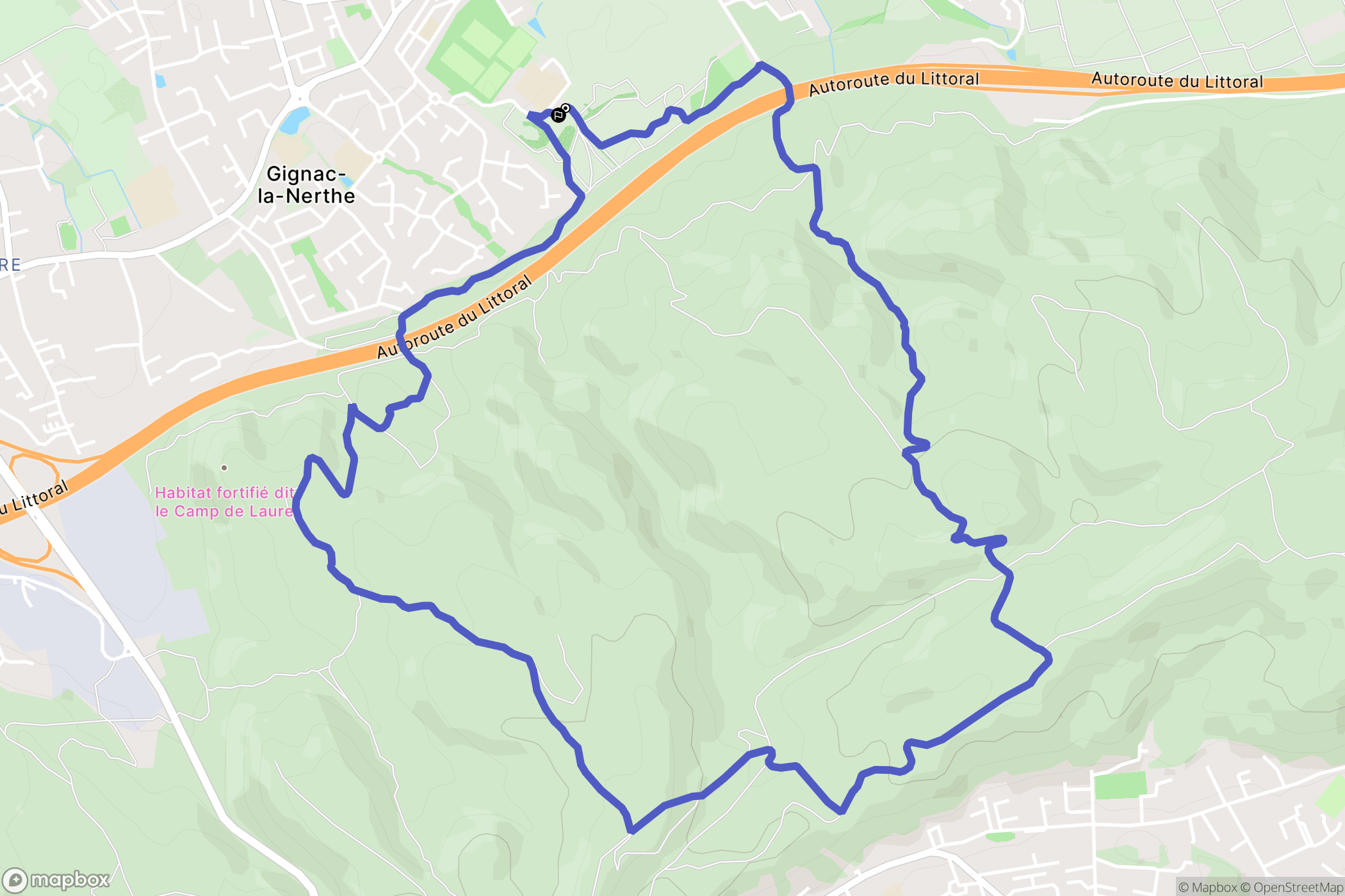 Gignac-la-Nerthe : carte du parcours de randonnée - France