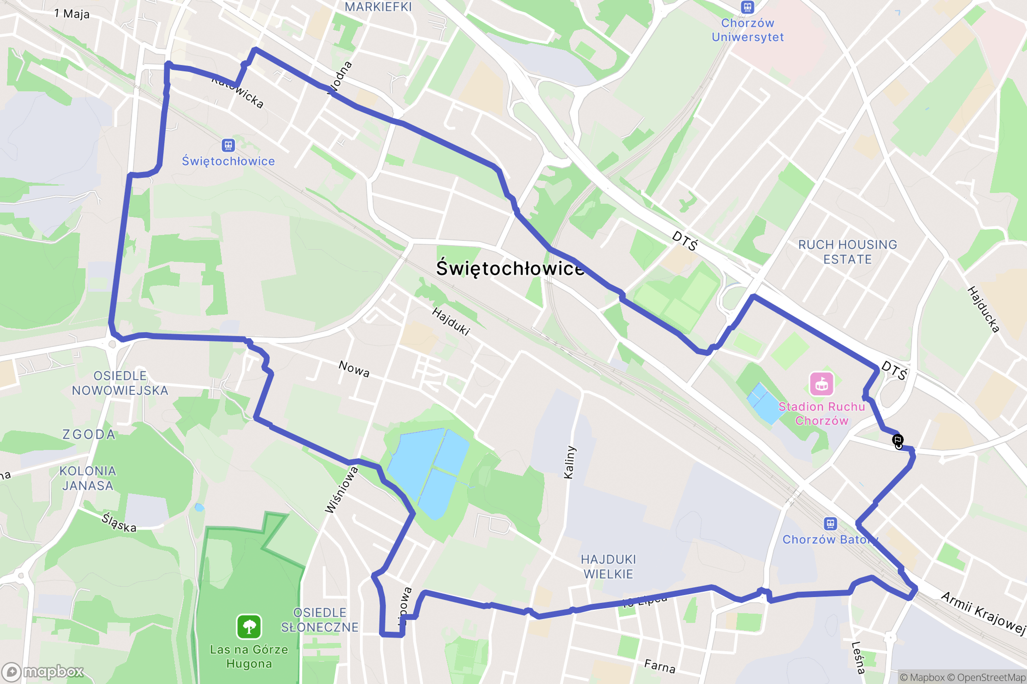 Chorzów: mapa trasy - Poland