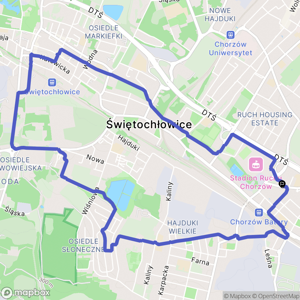 Chorzów: mapa trasy - Poland