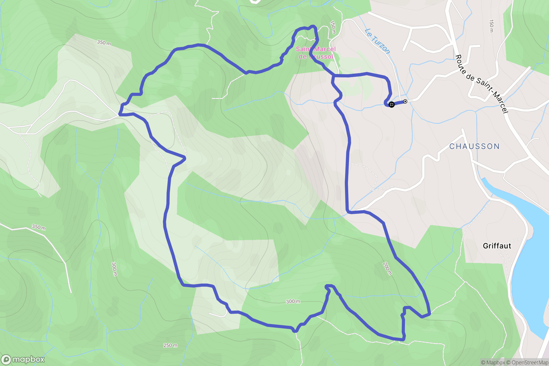 Saint-Georges-les-Bains : carte du parcours de randonnée - France