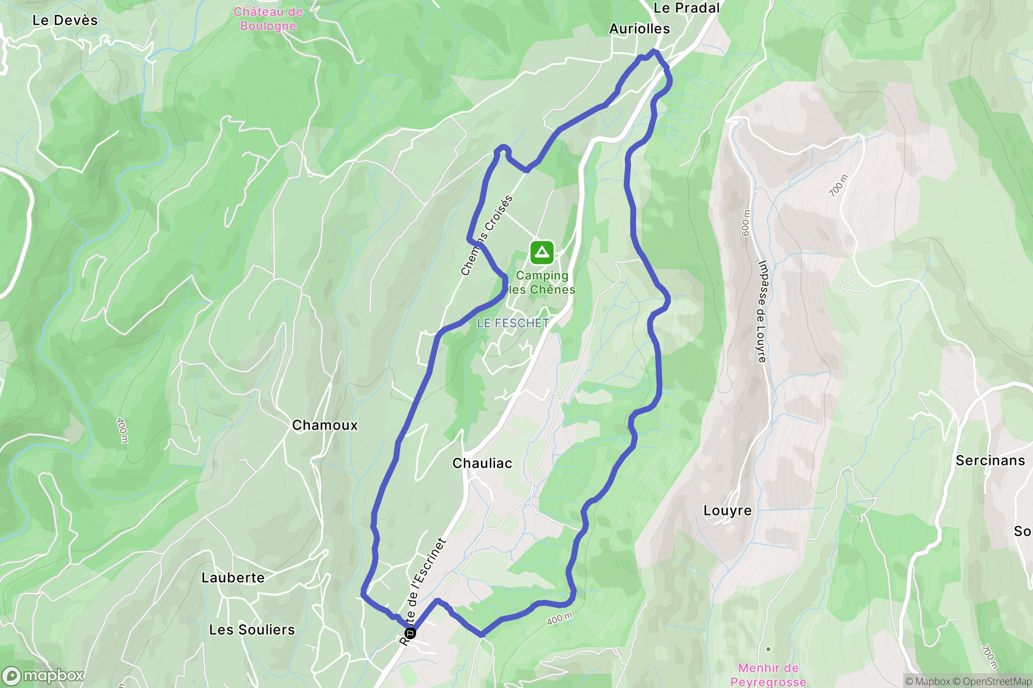 Vesseaux : carte du parcours de randonnée - France