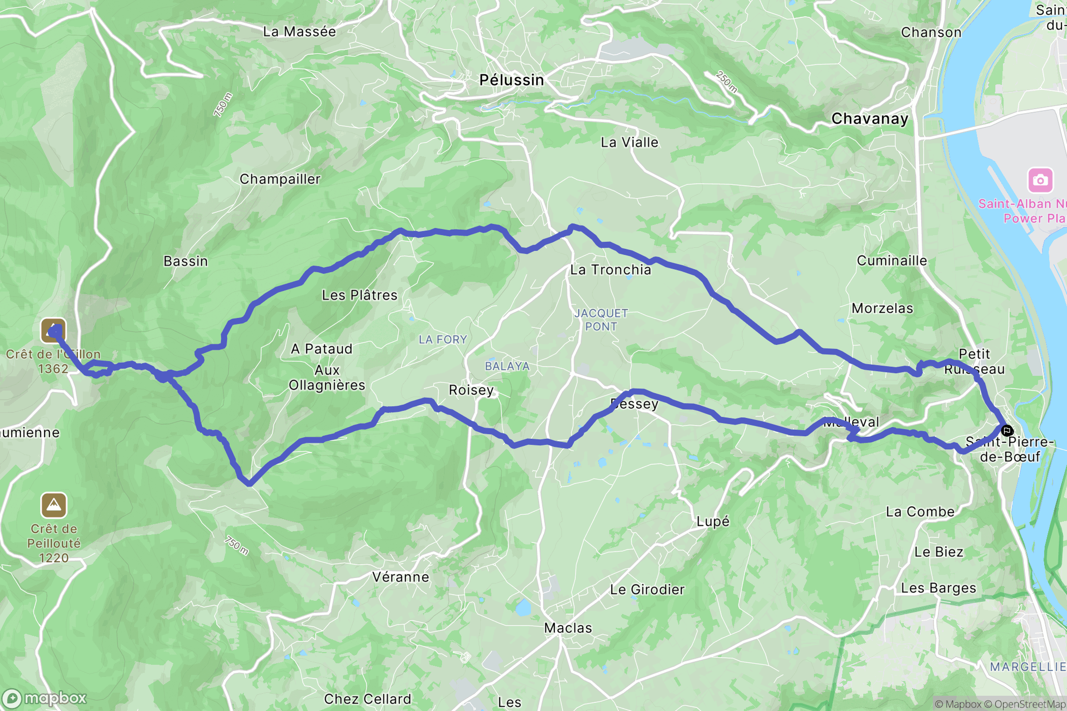 Saint-Pierre-de-Bœuf : carte du parcours de randonnée - France