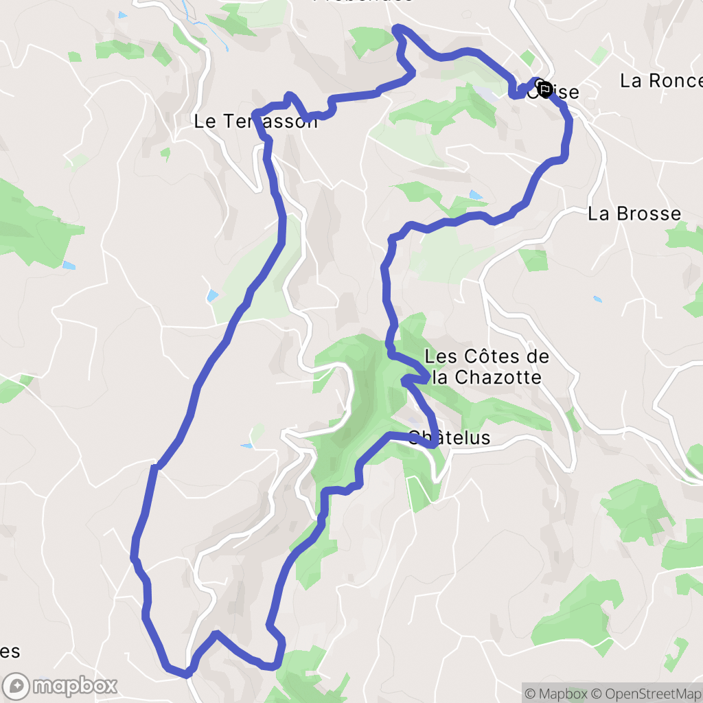Coise : carte du parcours de randonnée - France