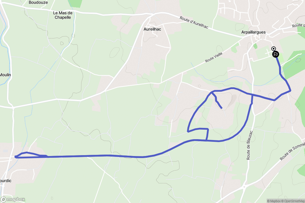 Arpaillargues-et-Aureillac : carte du parcours de randonnée - France