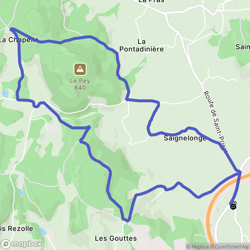 Champoly : carte du parcours de randonnée - France