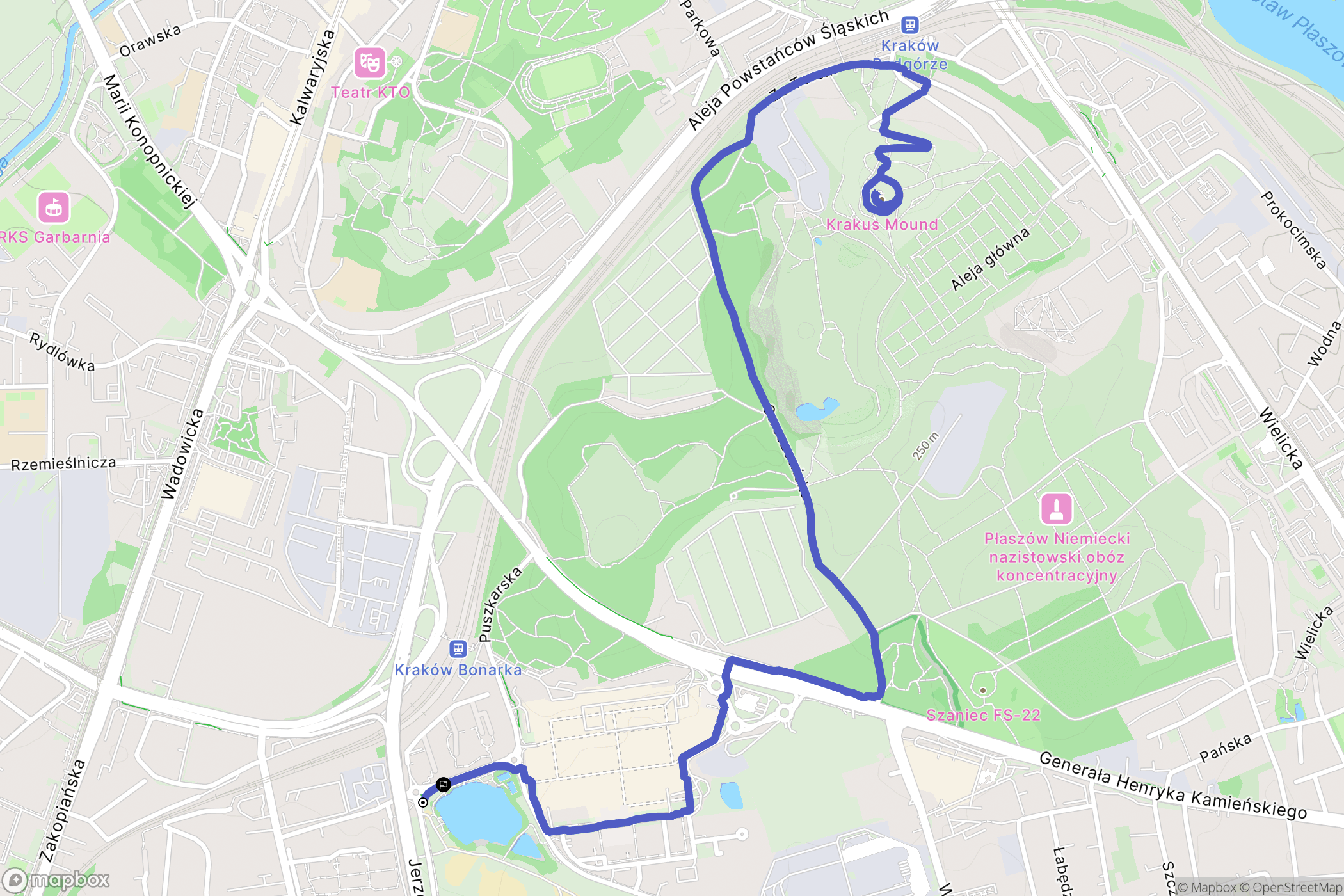 Kraków: mapa trasy - Poland