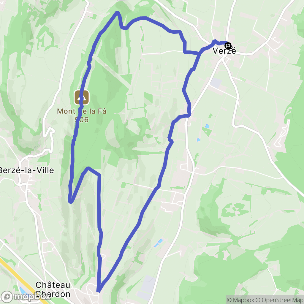 Verzé : carte du parcours de randonnée - France