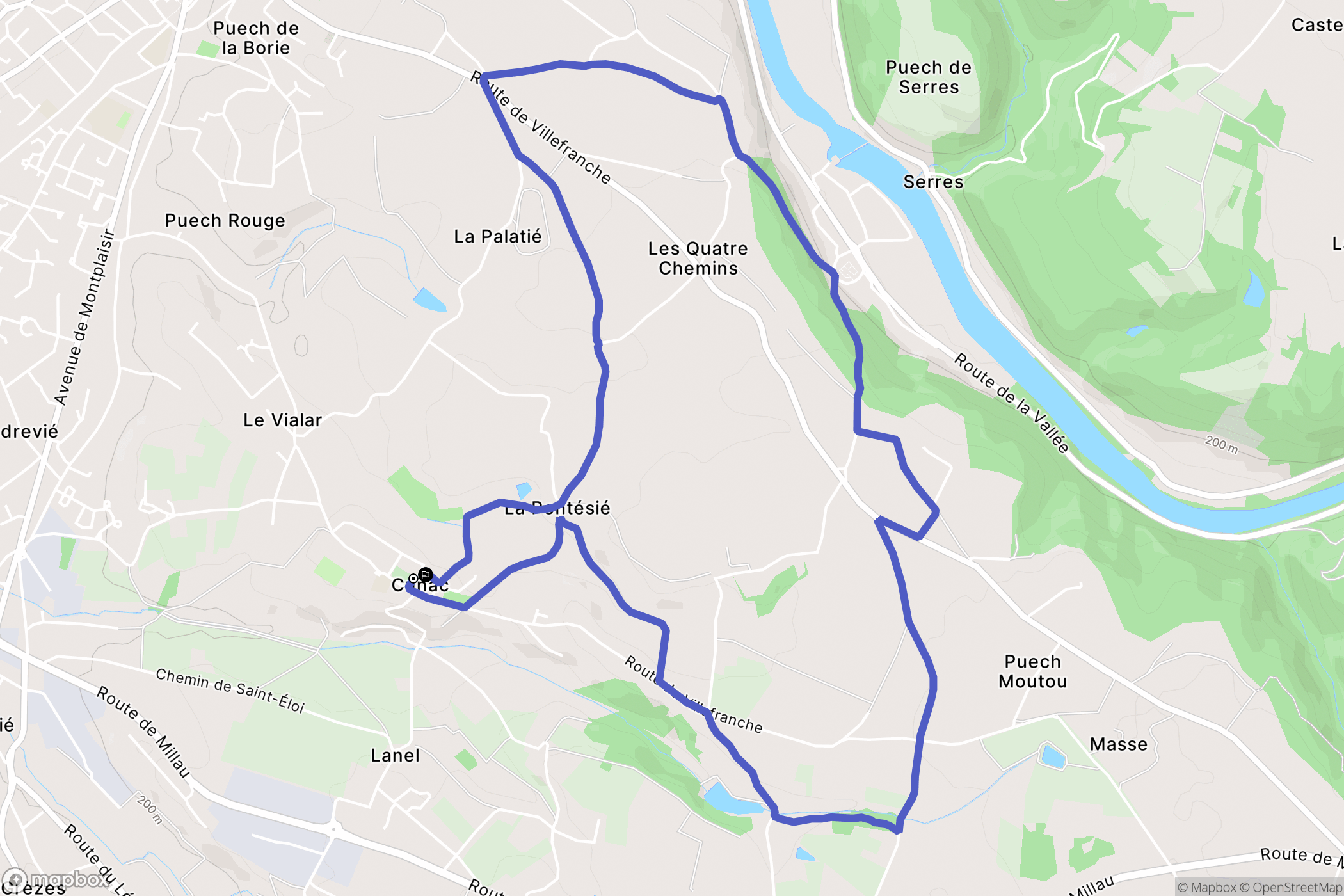 Cunac : carte du parcours de randonnée - France