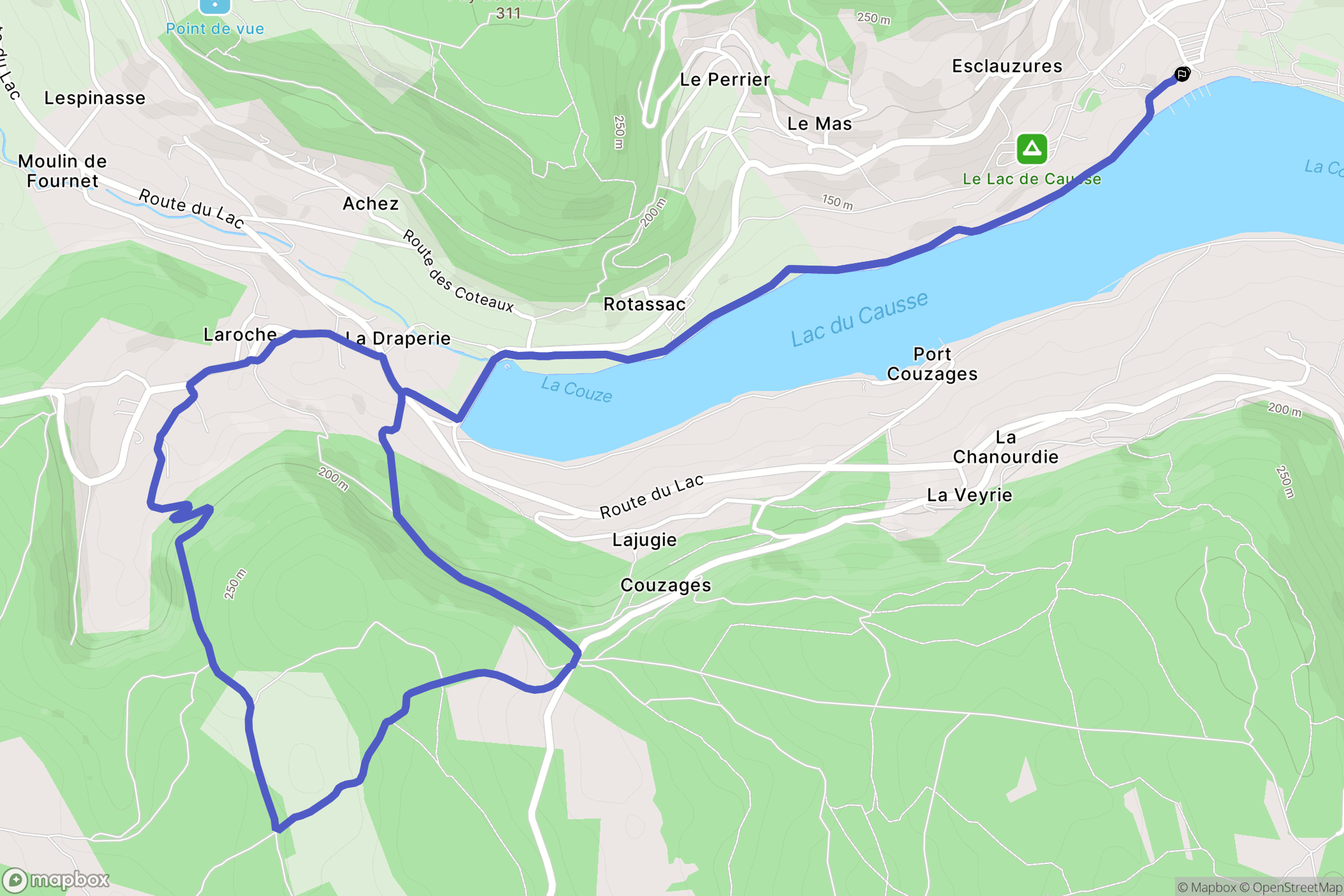 Lissac-sur-Couze : carte du parcours de randonnée - France