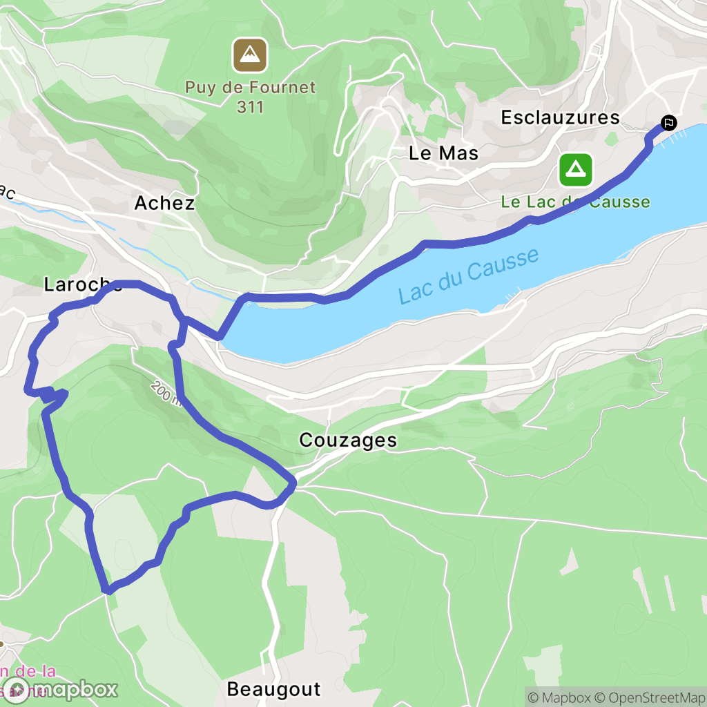 Lissac-sur-Couze : carte du parcours de randonnée - France