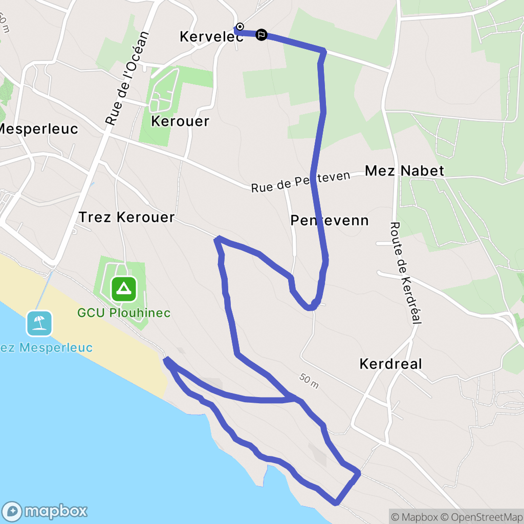 Plouhinec : carte du parcours de randonnée - France