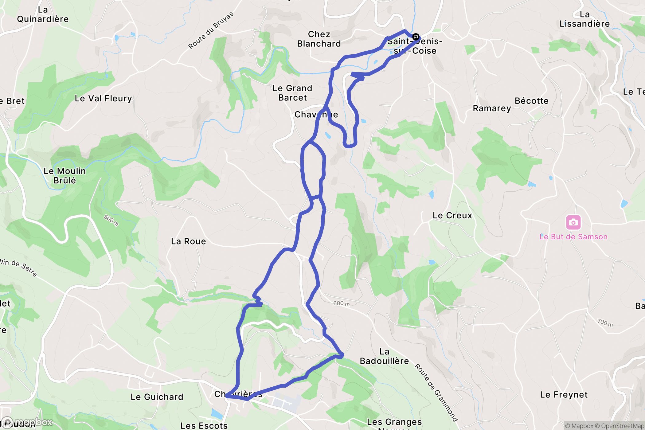 Saint-Denis-sur-Coise : carte du parcours de randonnée - France
