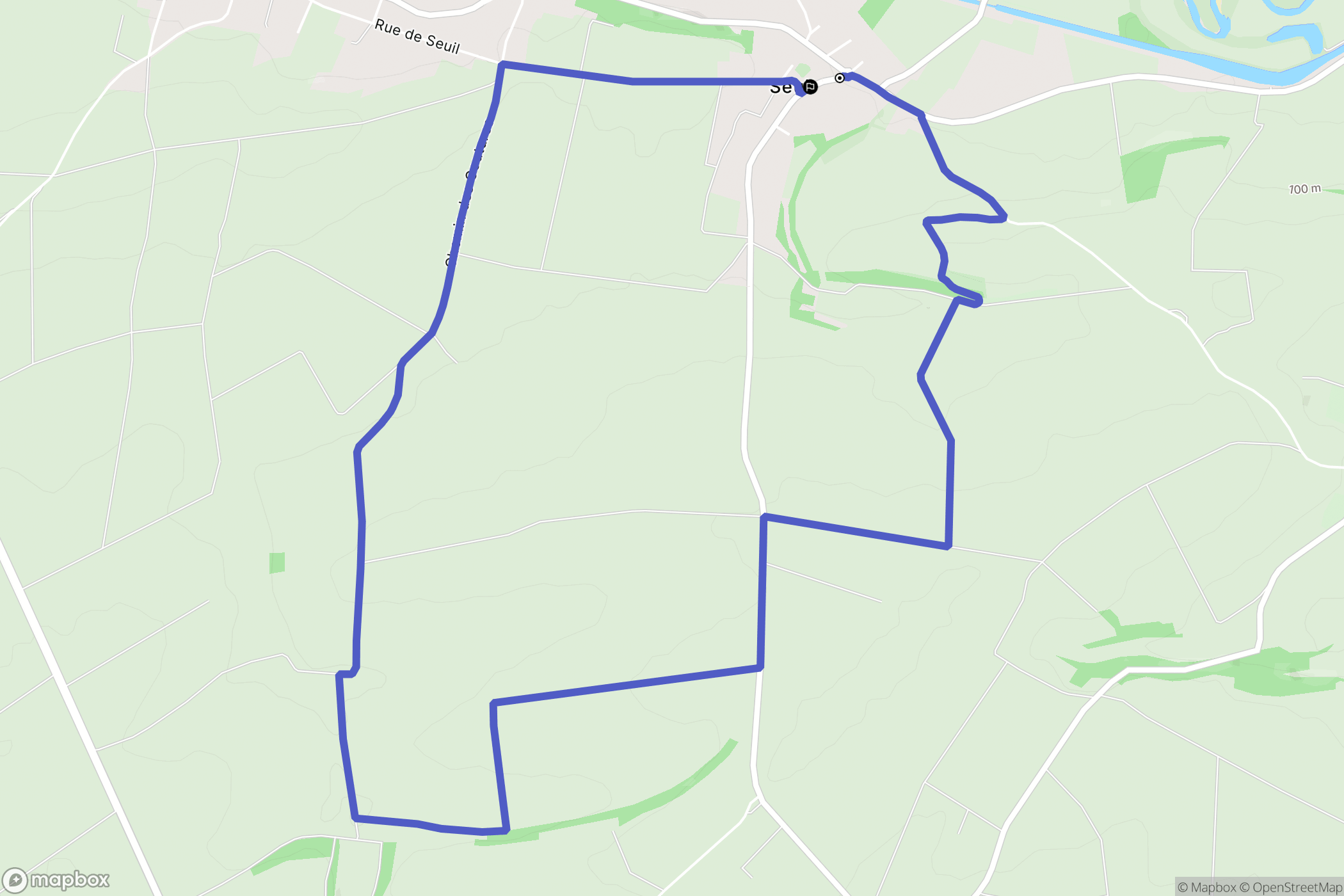 Seuil : carte du parcours de randonnée - France
