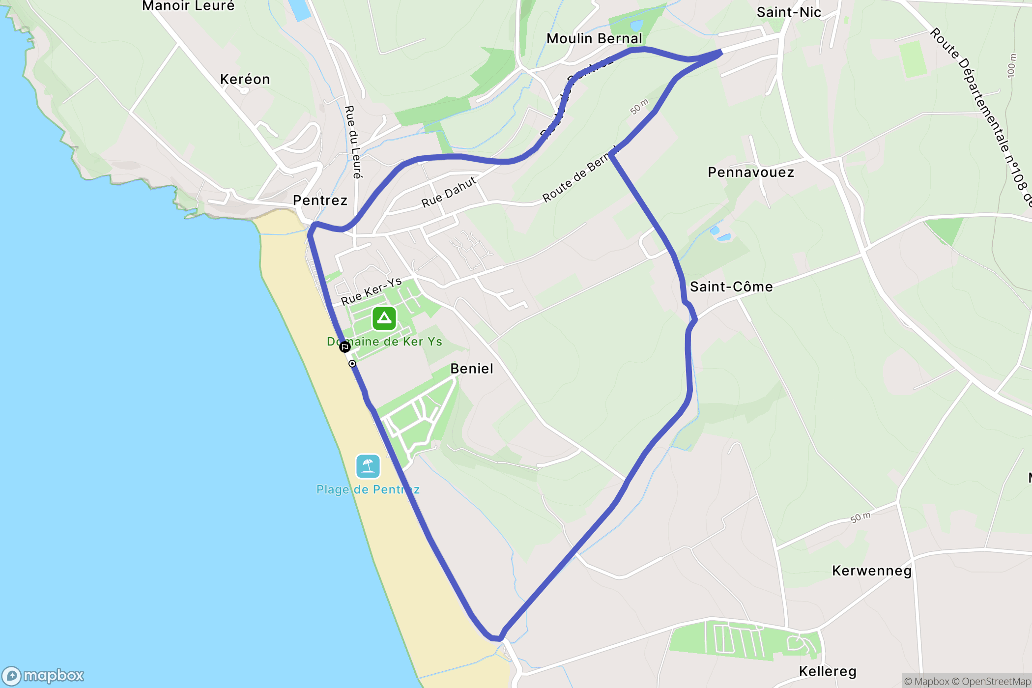 Saint-Nic : carte du parcours de randonnée - France