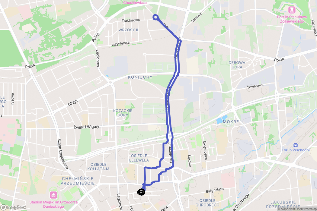 Toruń: mapa trasy - Poland