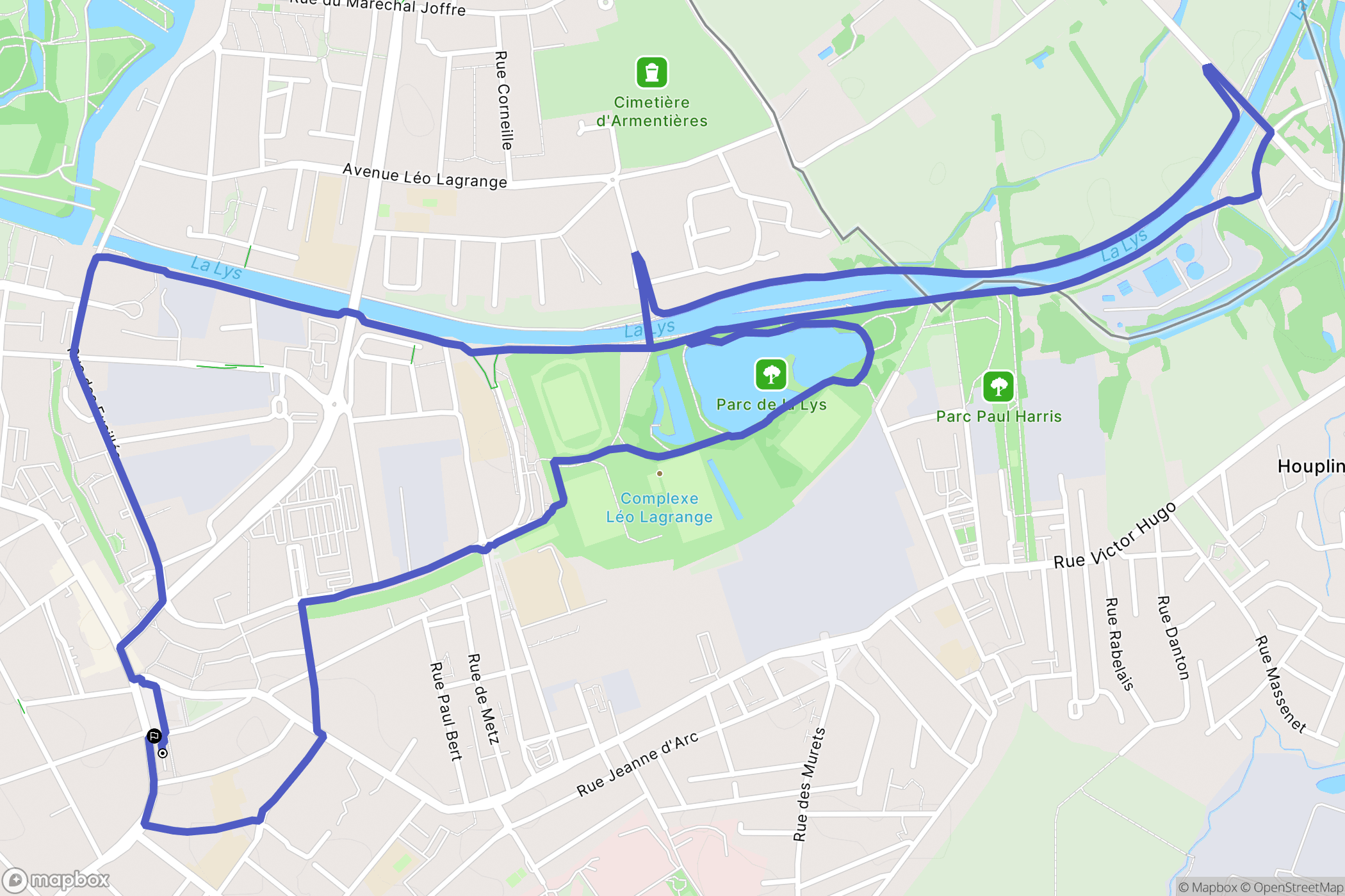 Armentières : carte du parcours de randonnée - France