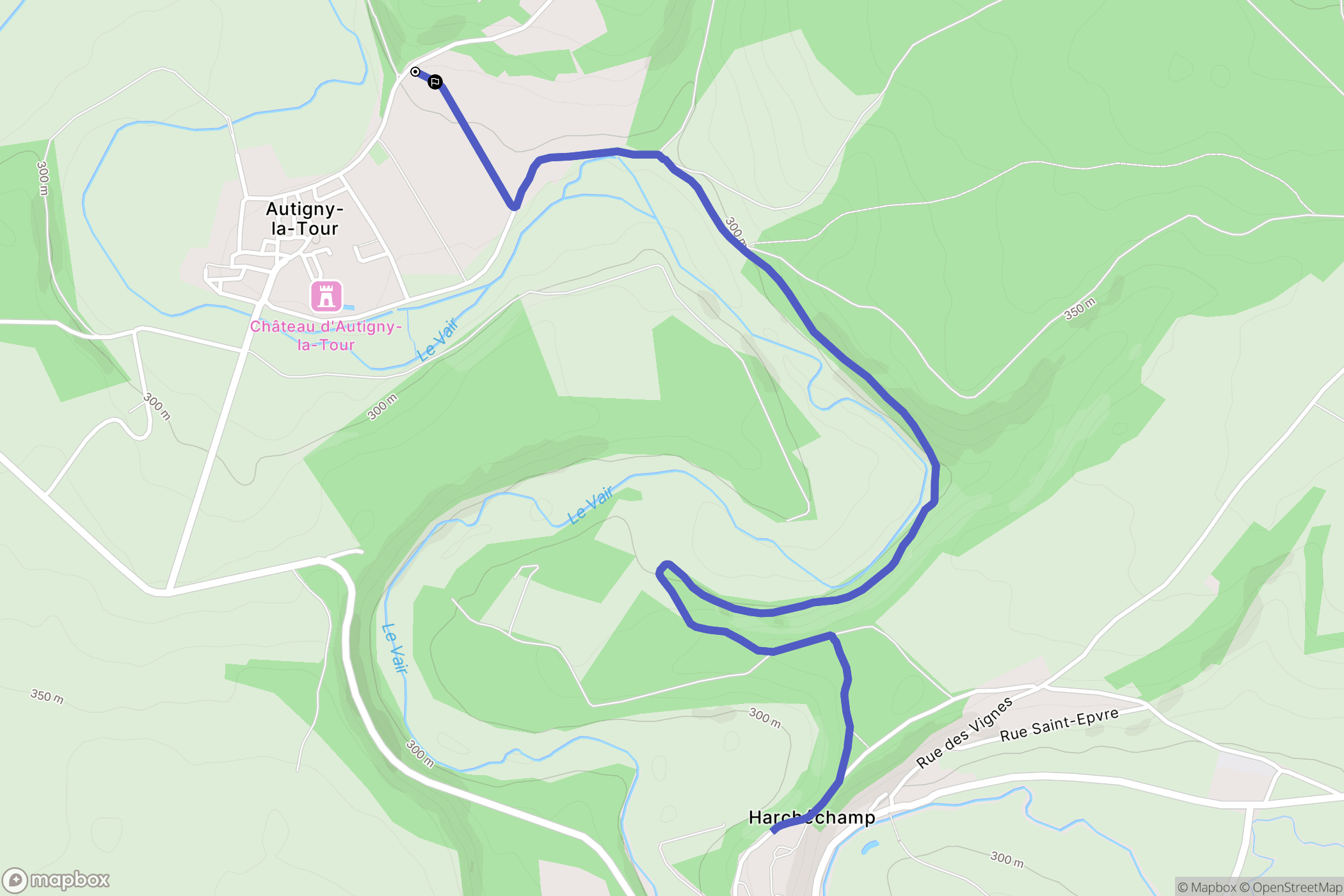 Autigny-la-Tour : carte du parcours de randonnée - France