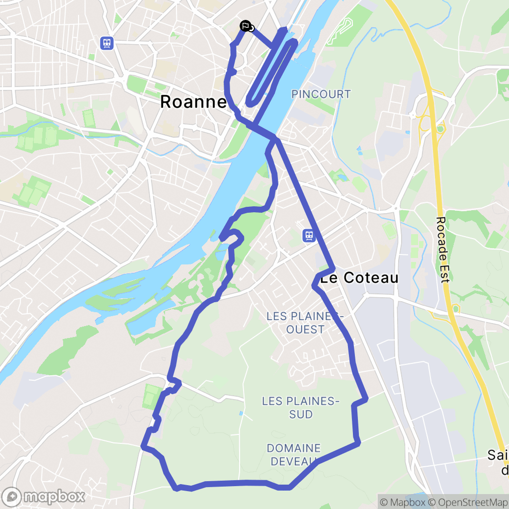 Roanne : carte du parcours de randonnée - France