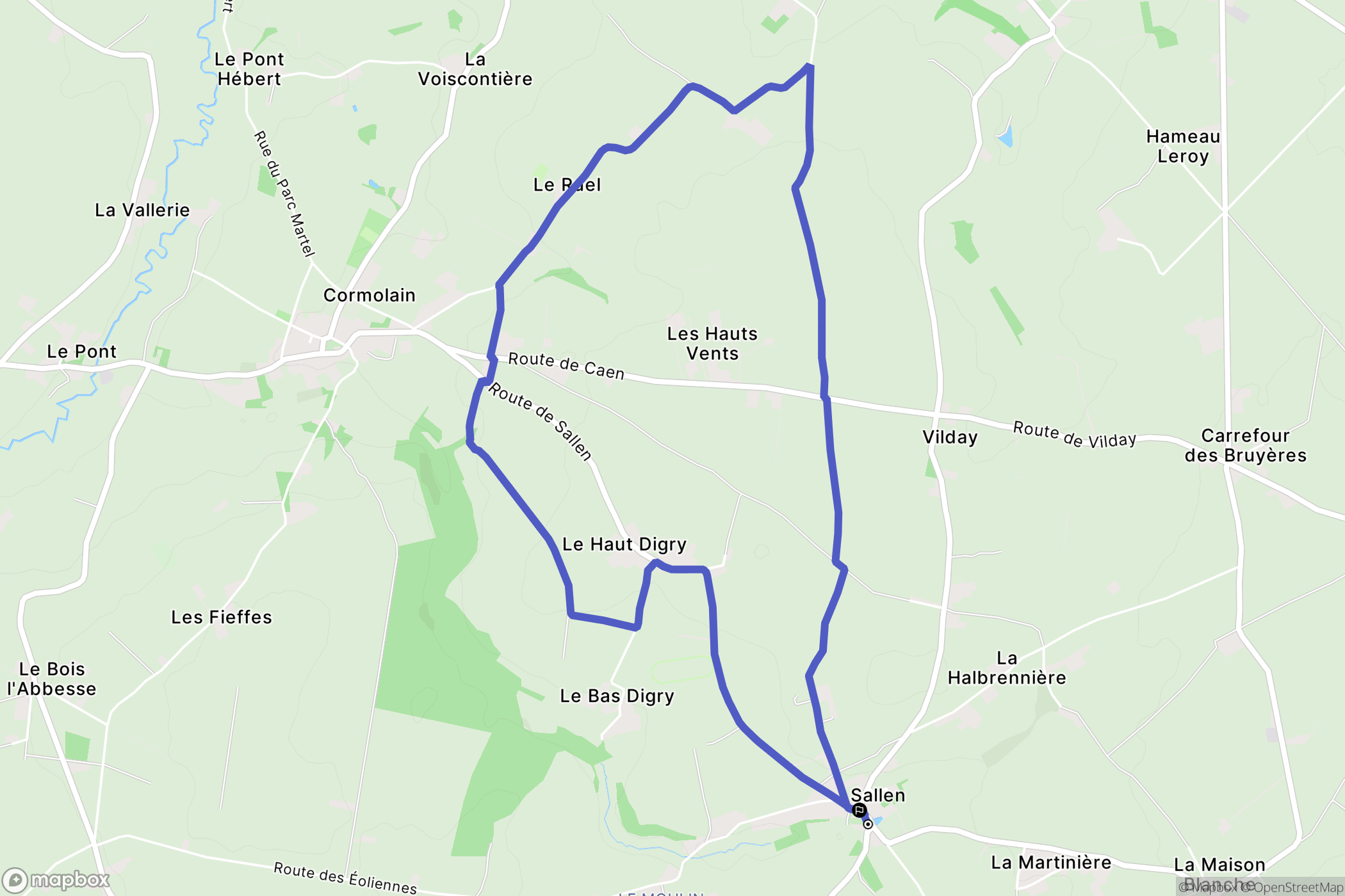 Sallen : carte du parcours de randonnée - France