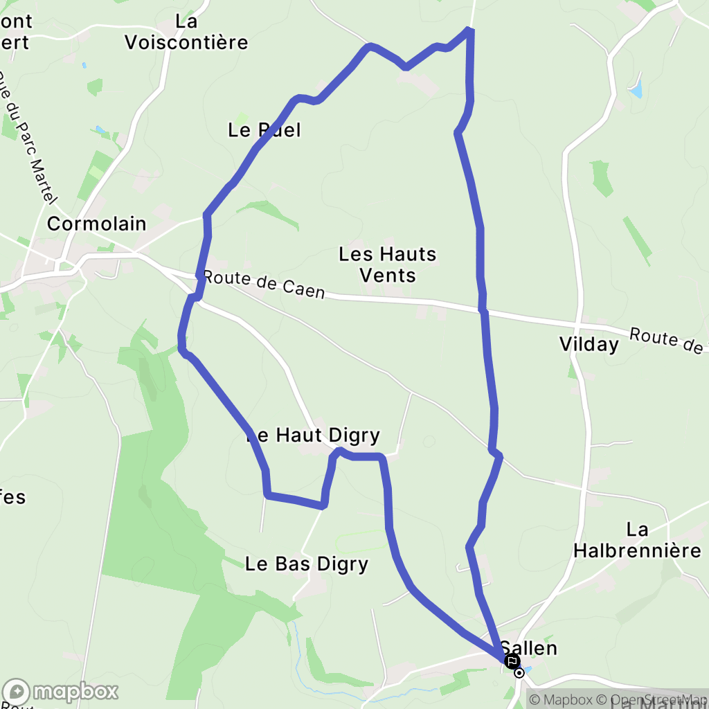 Sallen : carte du parcours de randonnée - France