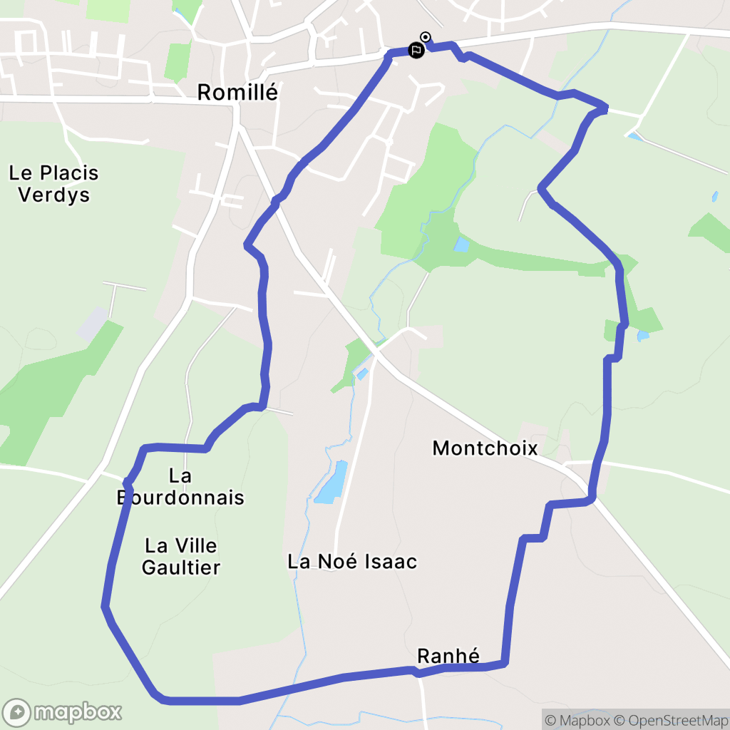 Romillé : carte du parcours de randonnée - France