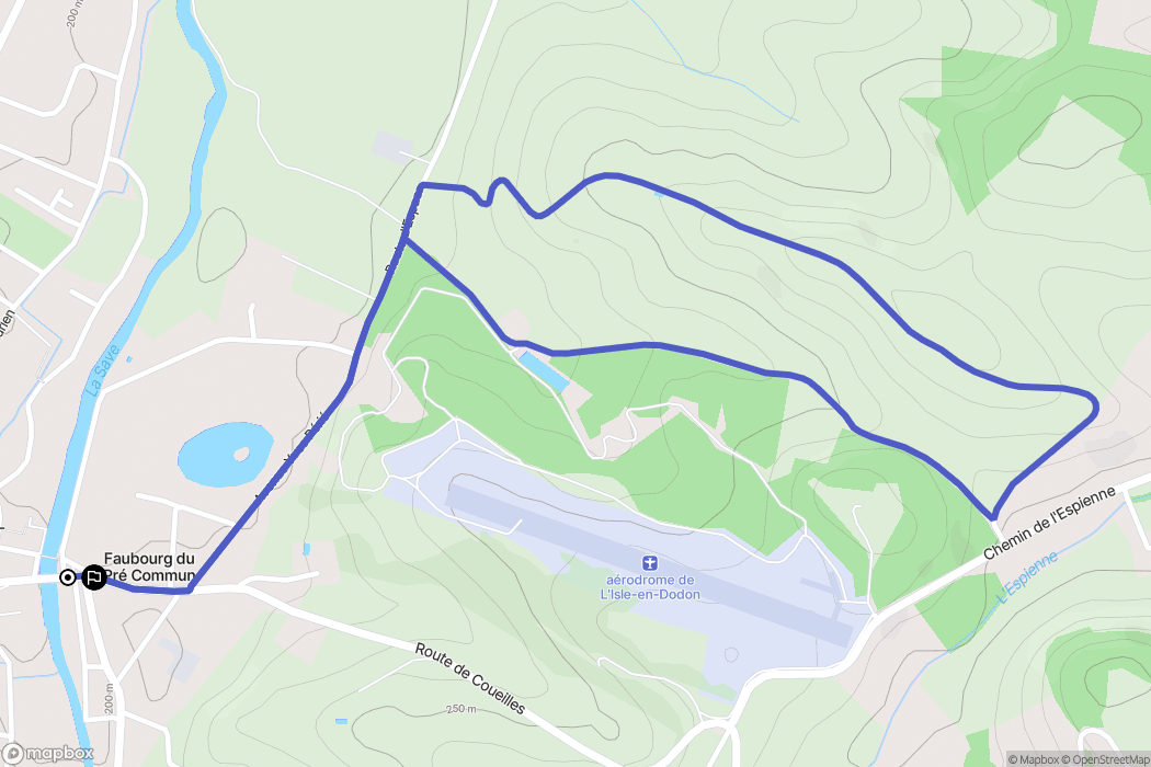 L'Isle-en-Dodon : carte du parcours de randonnée - France