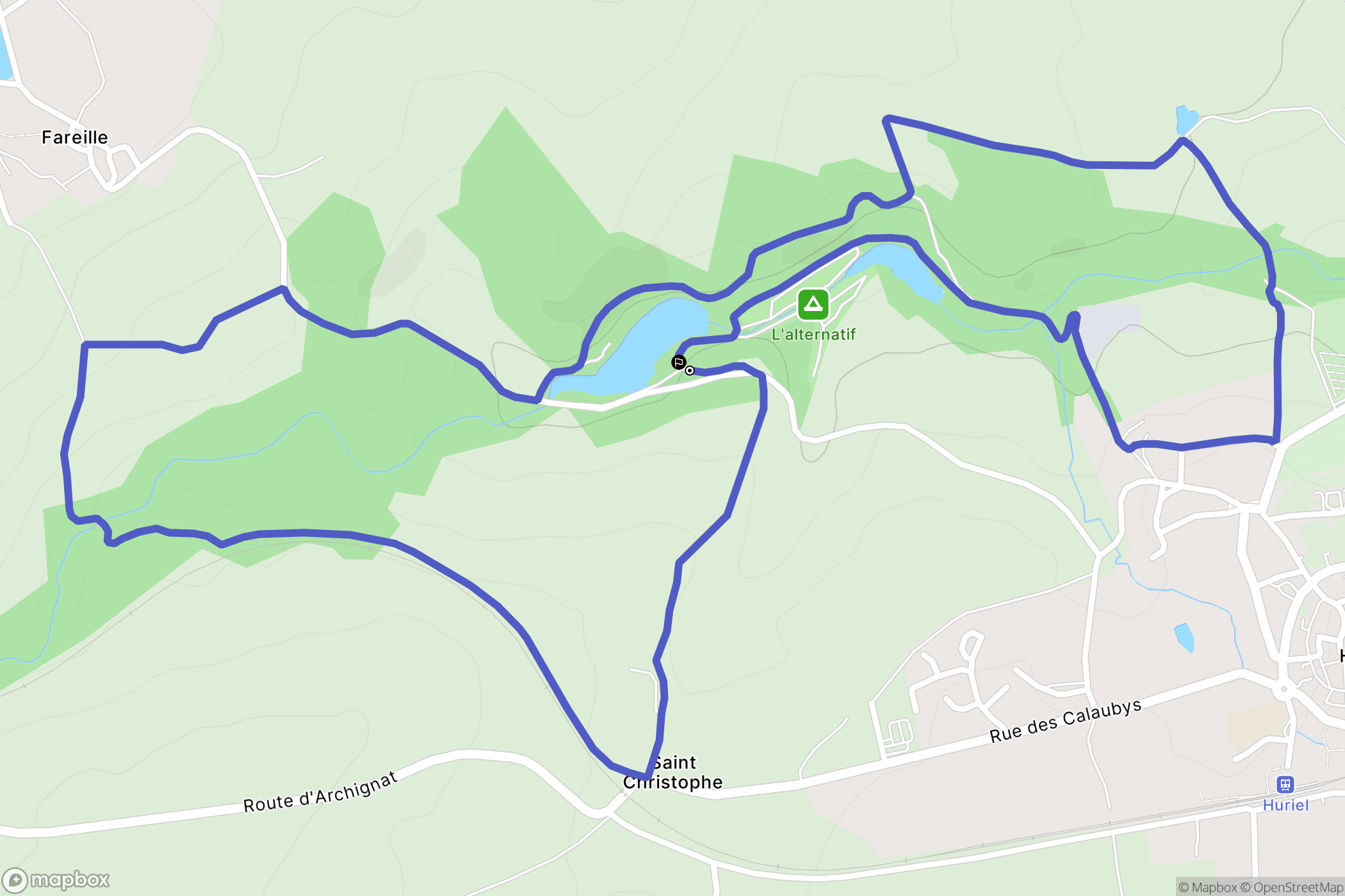 Huriel : carte du parcours de randonnée - France
