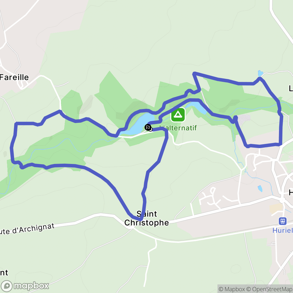Huriel : carte du parcours de randonnée - France