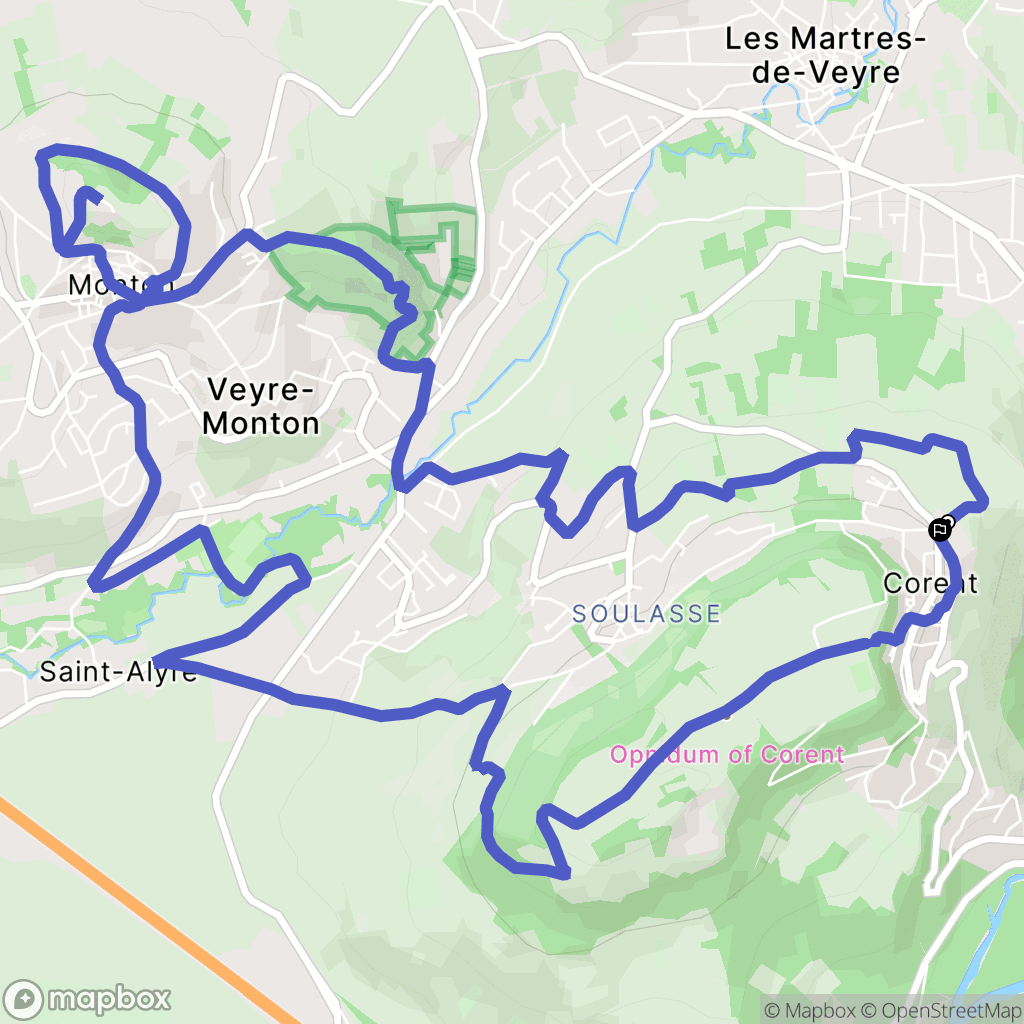 Corent : carte du parcours de randonnée - France