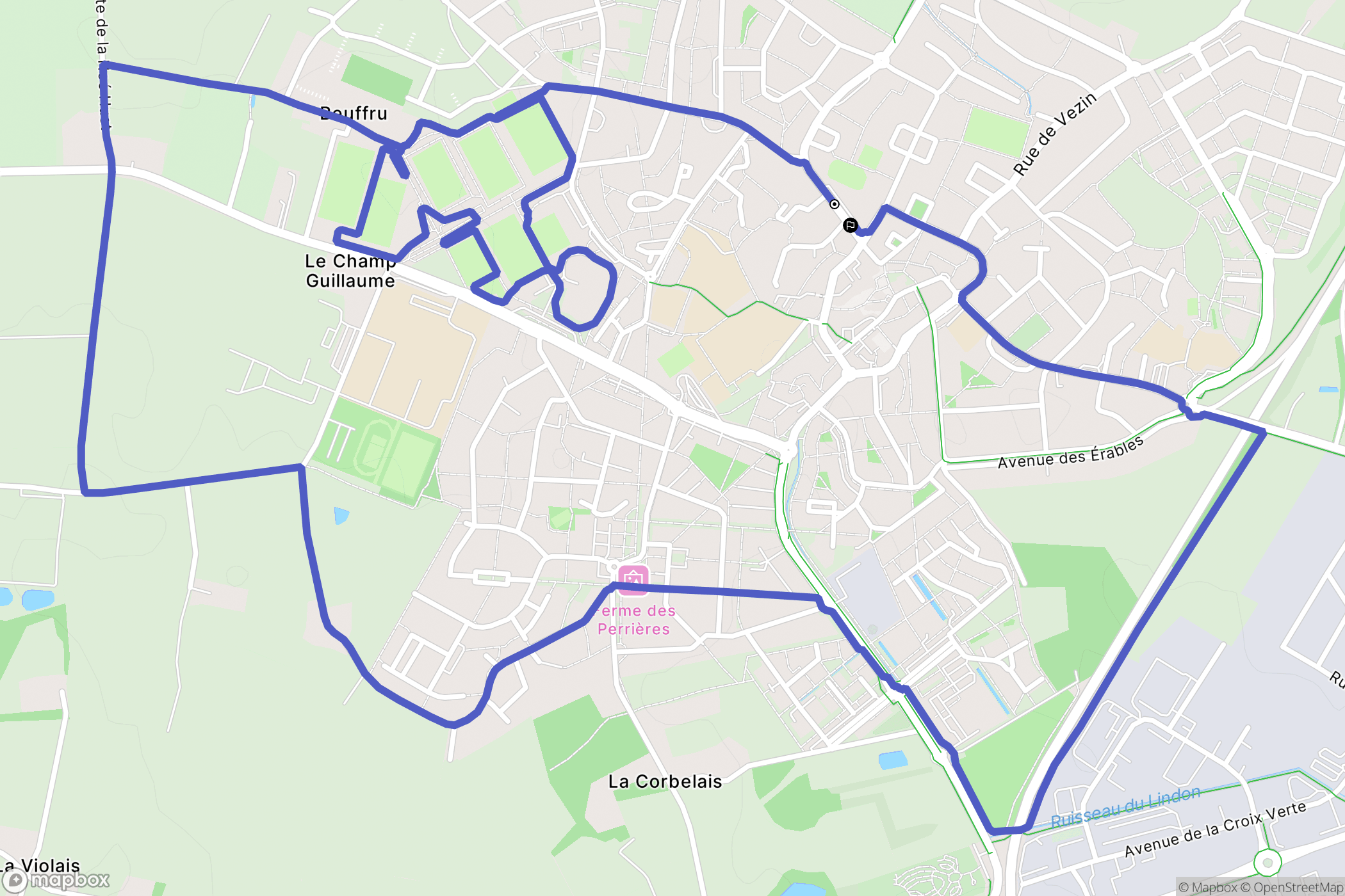 Le Rheu : carte du parcours de randonnée - France