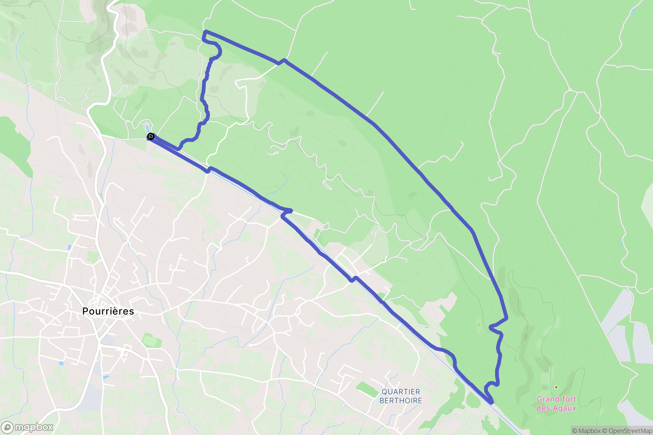 Pourrières : carte du parcours de randonnée - France