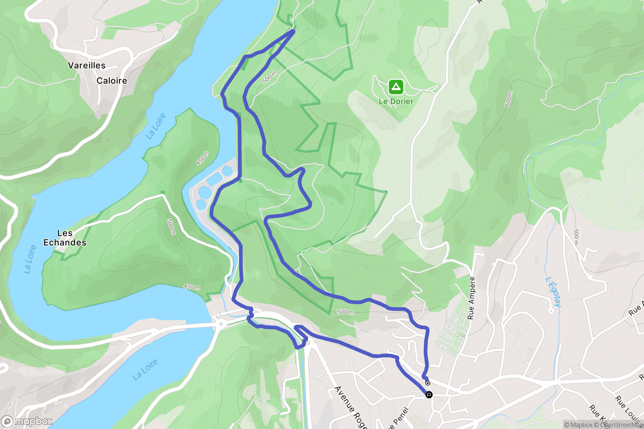 Unieux : carte du parcours de randonnée - France