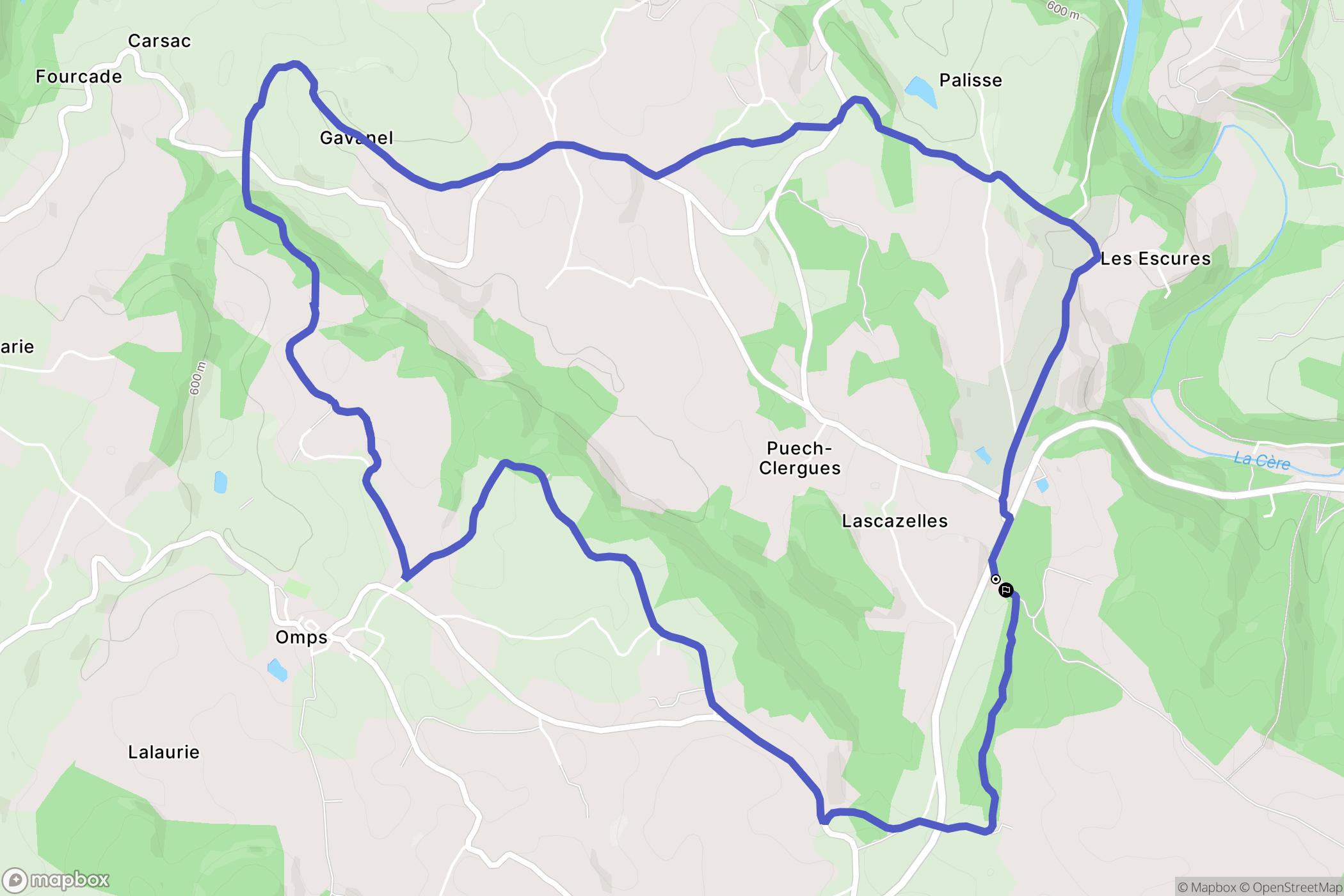 Saint-Mamet-la-Salvetat : carte du parcours de randonnée - France