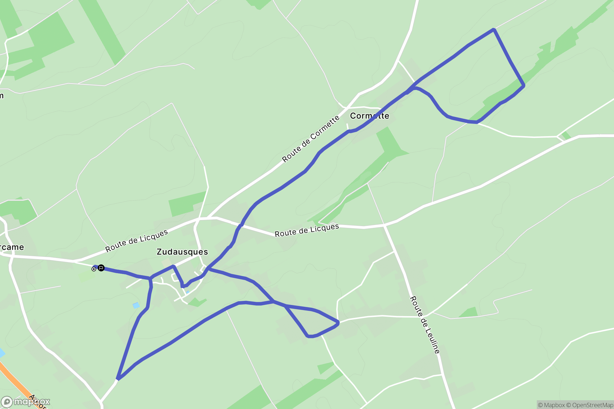 Zudausques : carte du parcours de randonnée - France