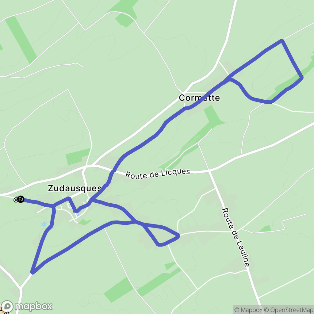 Zudausques : carte du parcours de randonnée - France