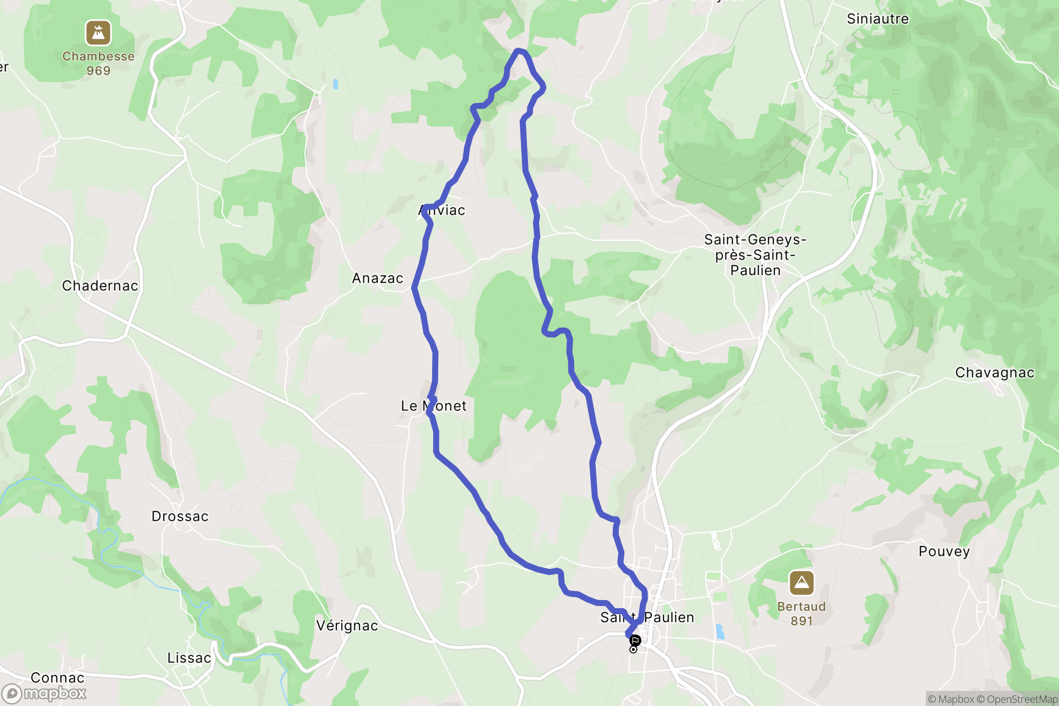 Saint-Paulien : carte du parcours de randonnée - France