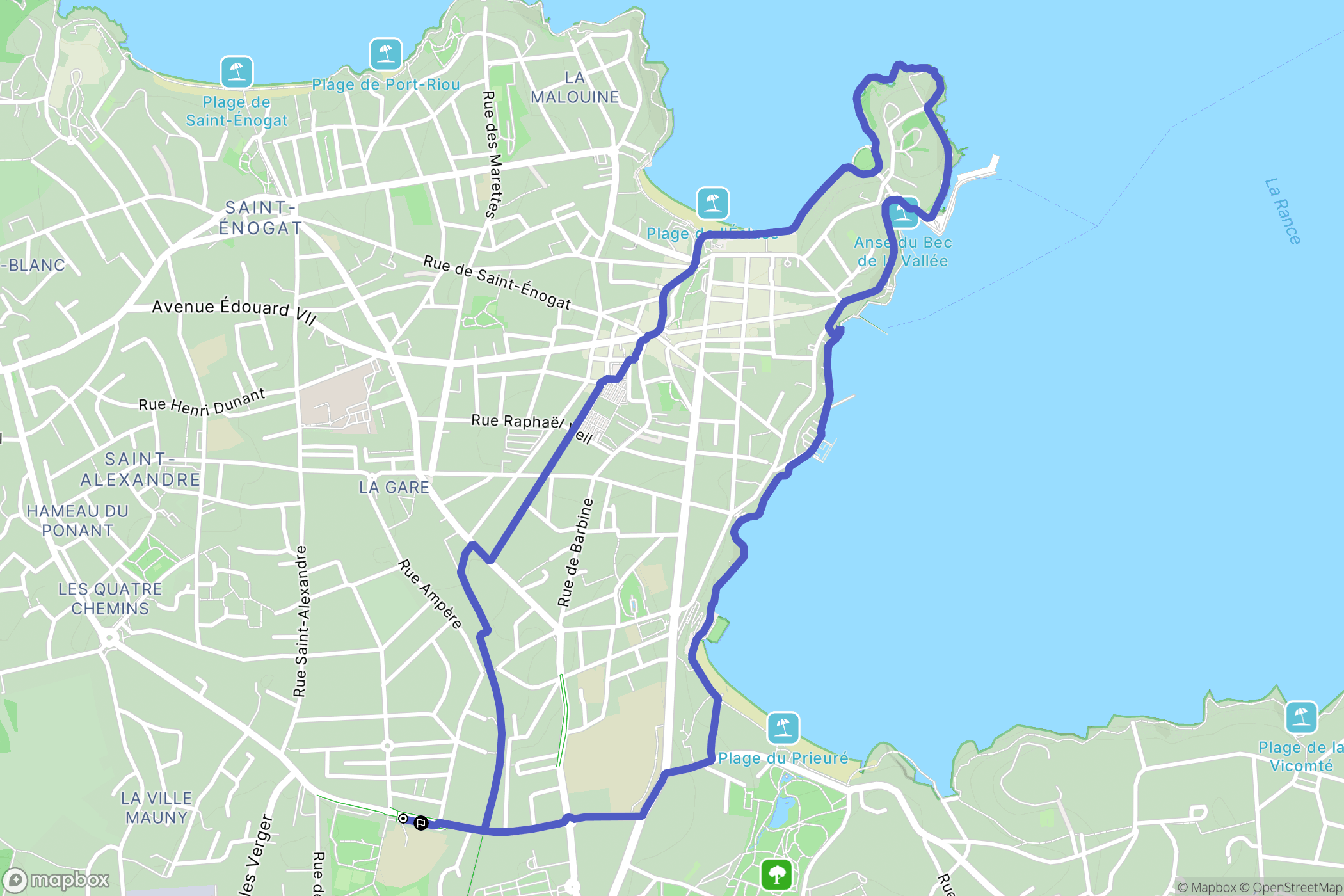 Dinard : carte du parcours de randonnée - France