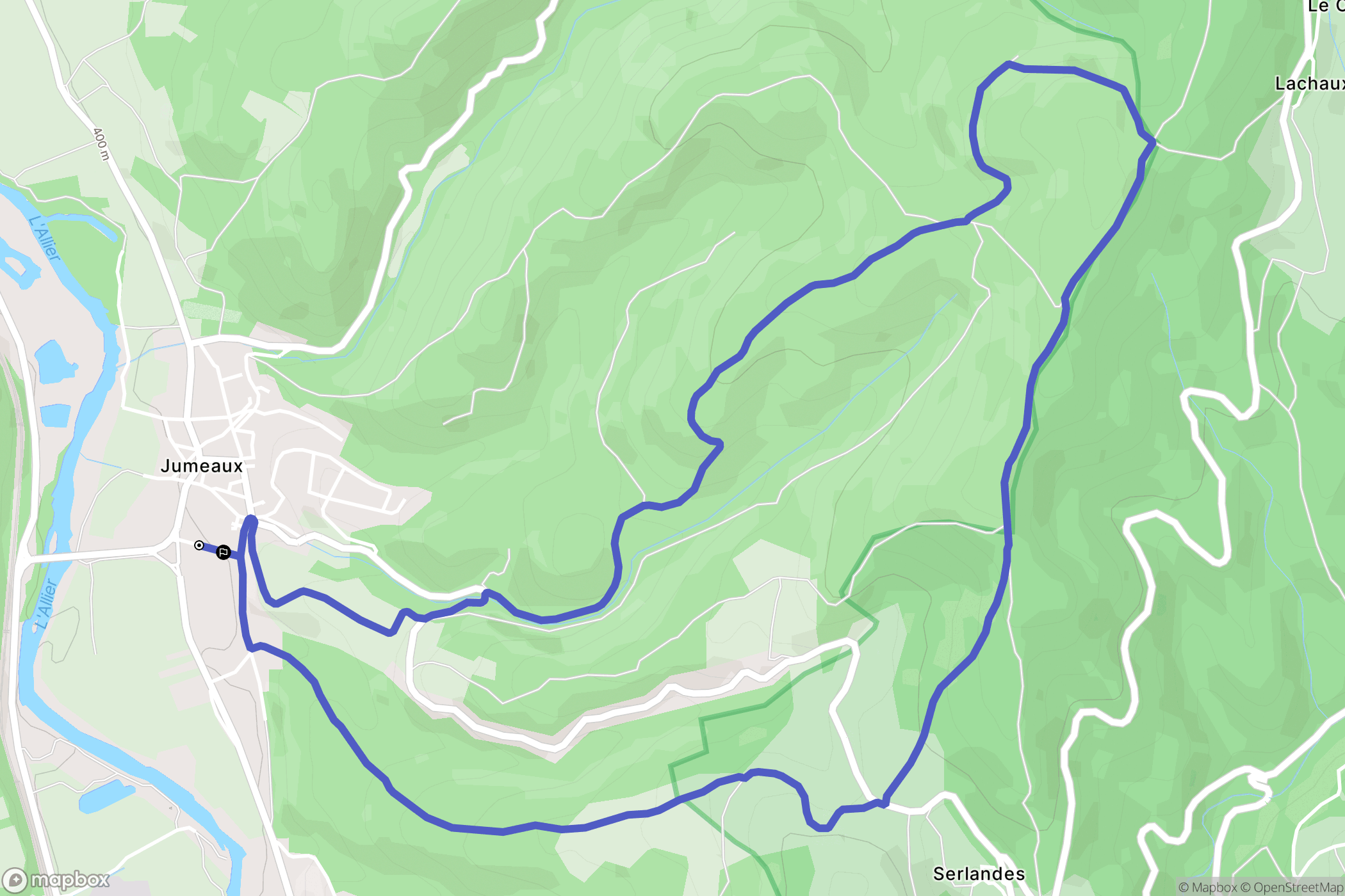 Jumeaux : carte du parcours de randonnée - France