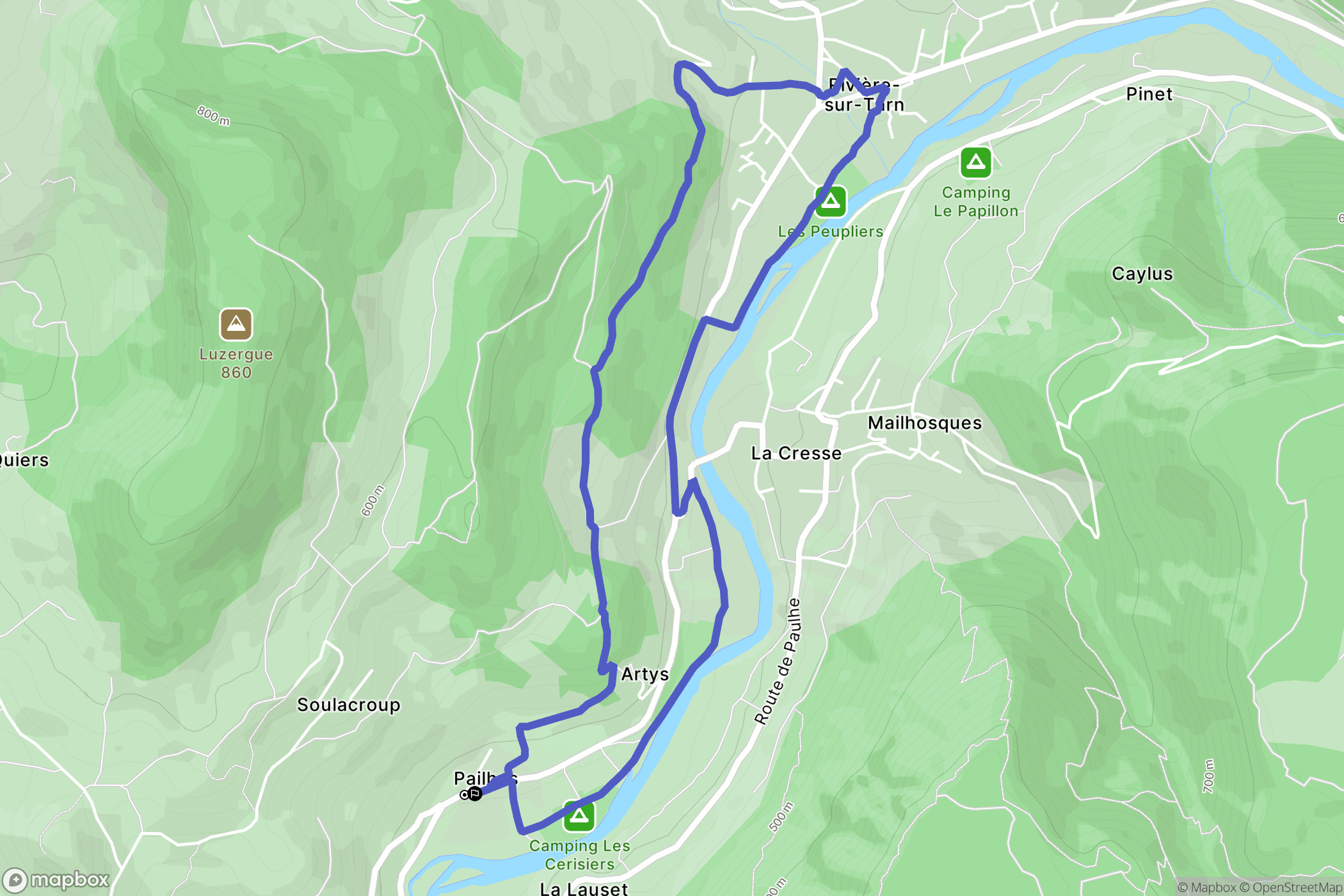 Compeyre : carte du parcours de randonnée - France