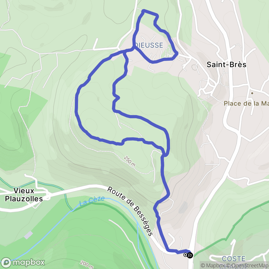 Saint-Ambroix : carte du parcours de randonnée - France