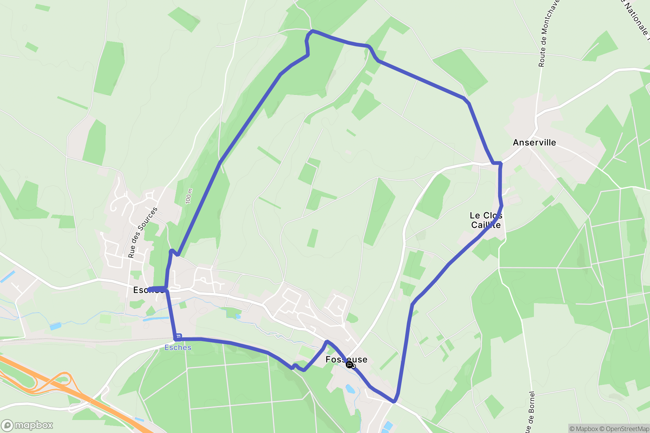Bornel : carte du parcours de randonnée - France