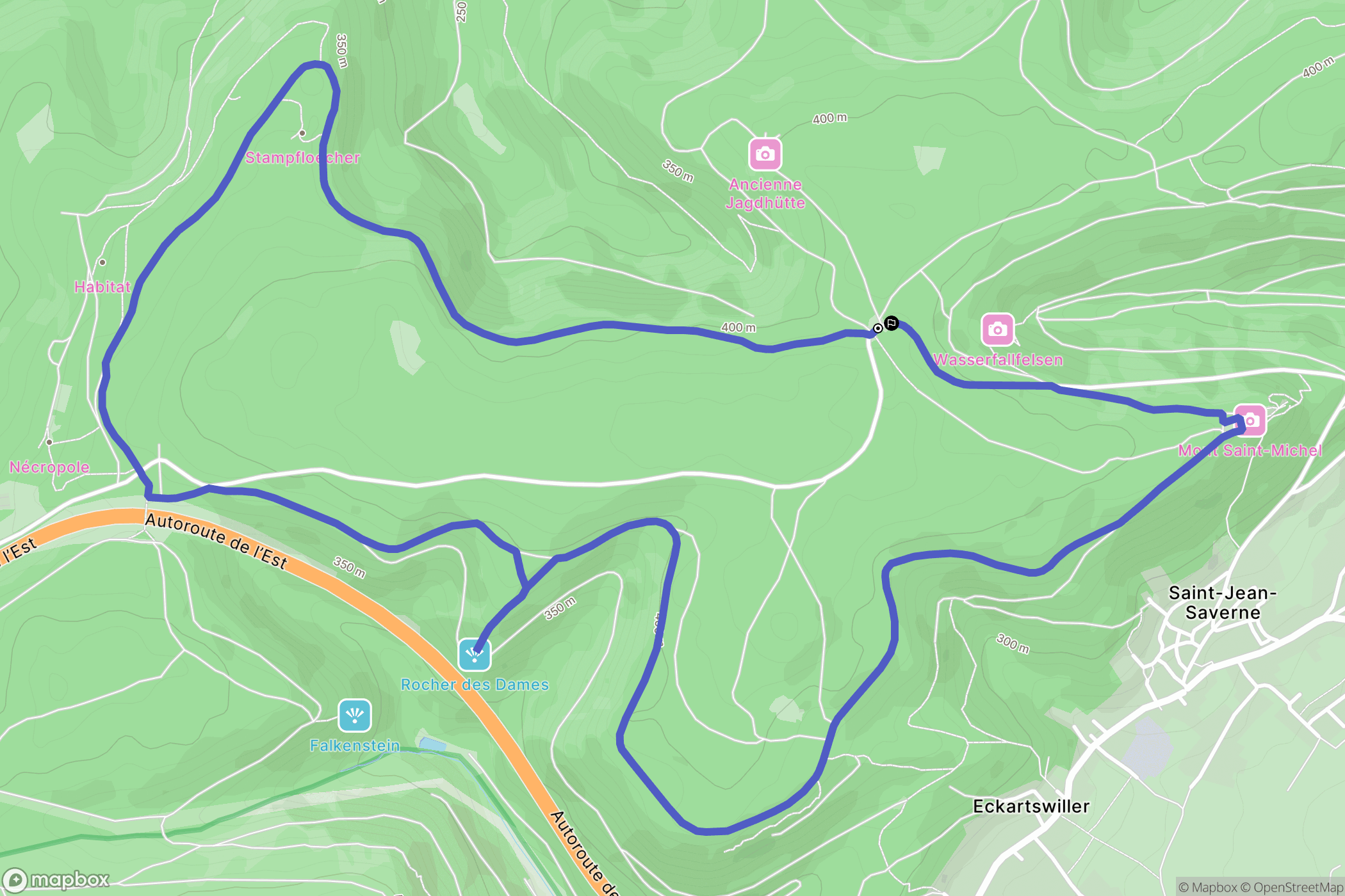 Saint-Jean-Saverne : carte du parcours de randonnée - France