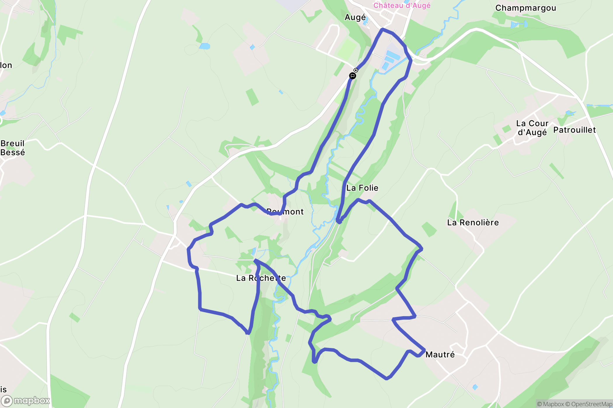 Auge : carte du parcours de randonnée - France