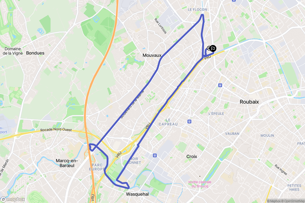 Tourcoing : carte du parcours de randonnée - France