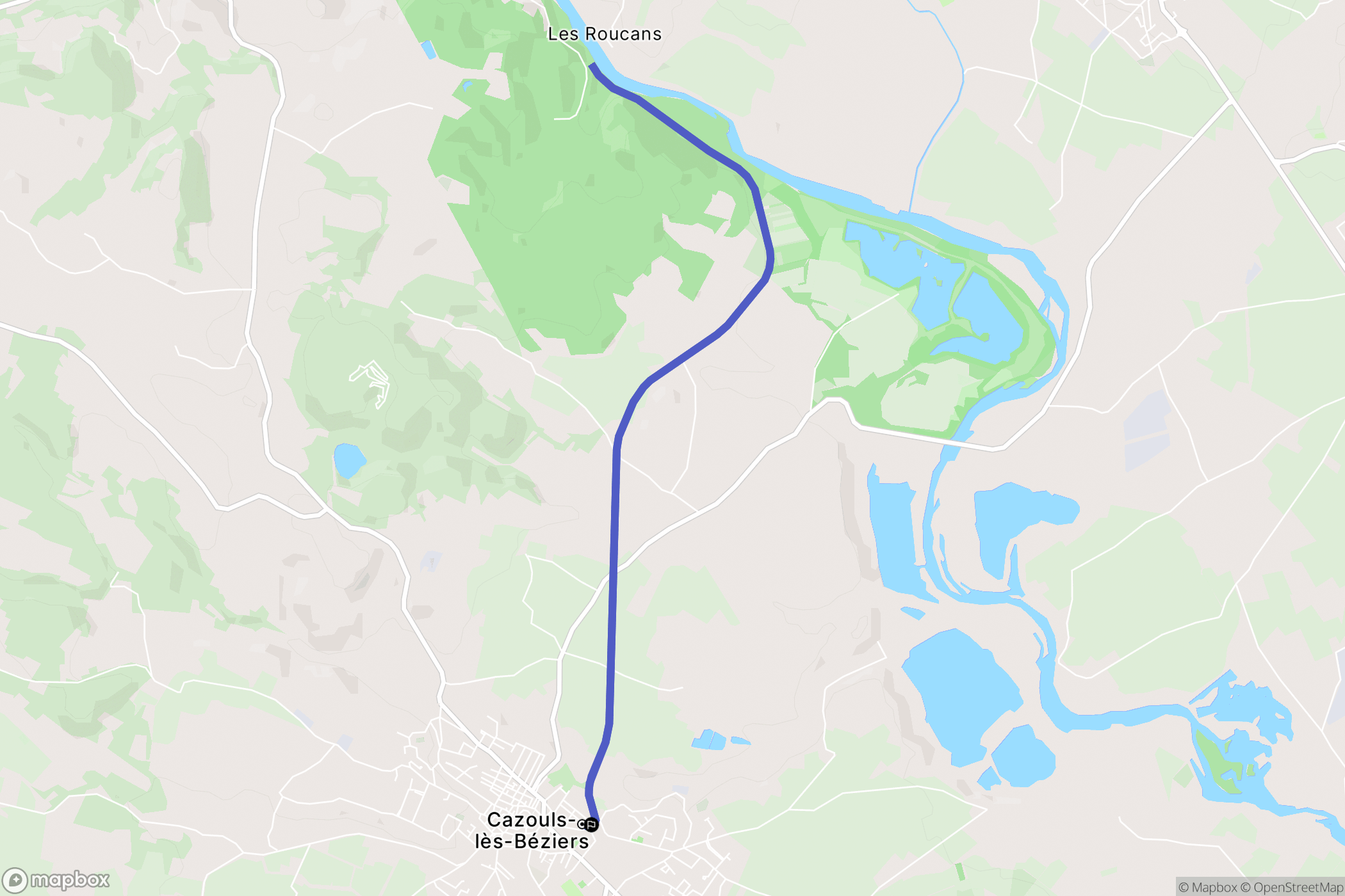 Cazouls-lès-Béziers : carte du parcours de randonnée - France