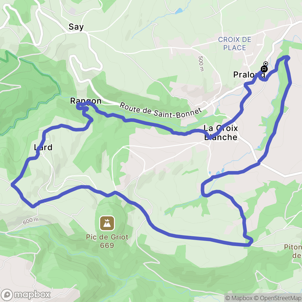 Pralong : carte du parcours de randonnée - France