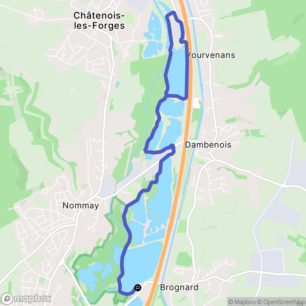 Brognard : carte du parcours de randonnée - France