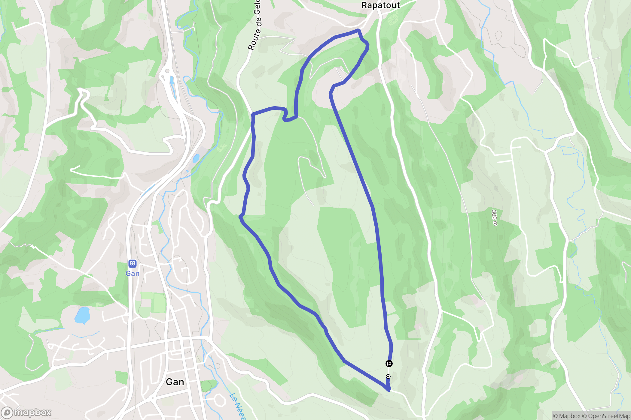 Gelos : carte du parcours de randonnée - France