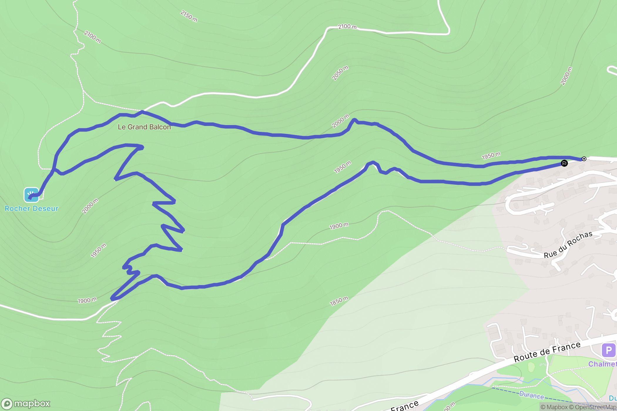 Montgenèvre : carte du parcours de randonnée - France
